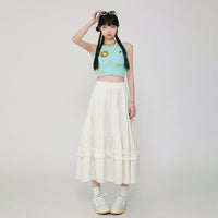 Vintage Cake A- Line Skirt Draping Casual Long Skirt