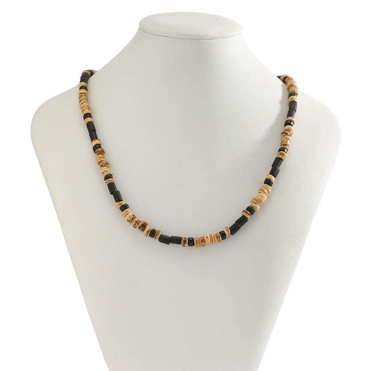 Men's Bohemian Wooden Bead Stitching Beaded Necklace - Chic Angle