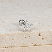 Simple Zircon Six-leaf Flower Pendant Earrings For Women