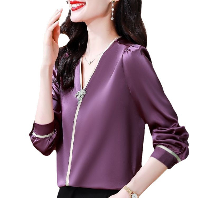 Loose Pullover Shirt V-neck Top