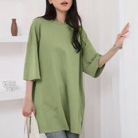 Summer Pure Cotton T-shirt Side Slit Casual