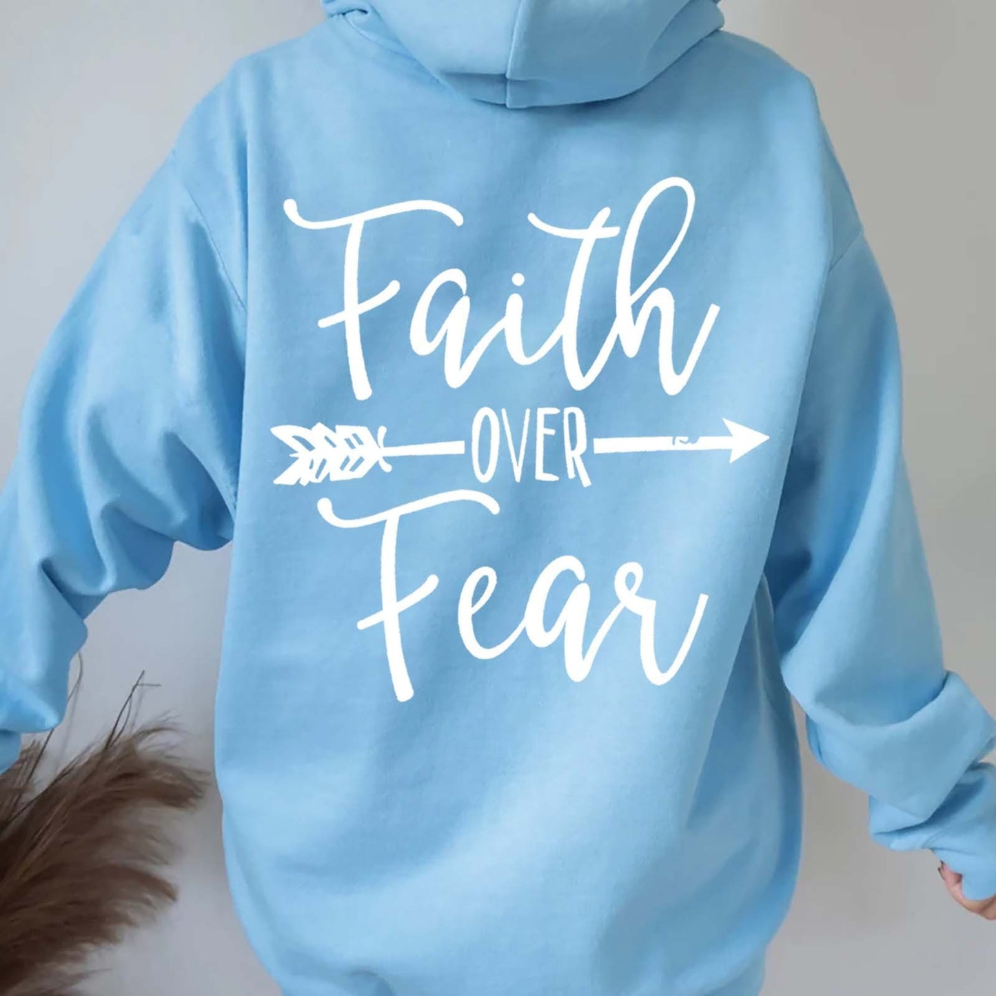 Plain Letter Printed Kangaroo Pocket Drawstring Women's Brushed Hoody