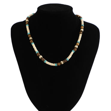 Men's Bohemian Wooden Bead Stitching Beaded Necklace - Chic Angle