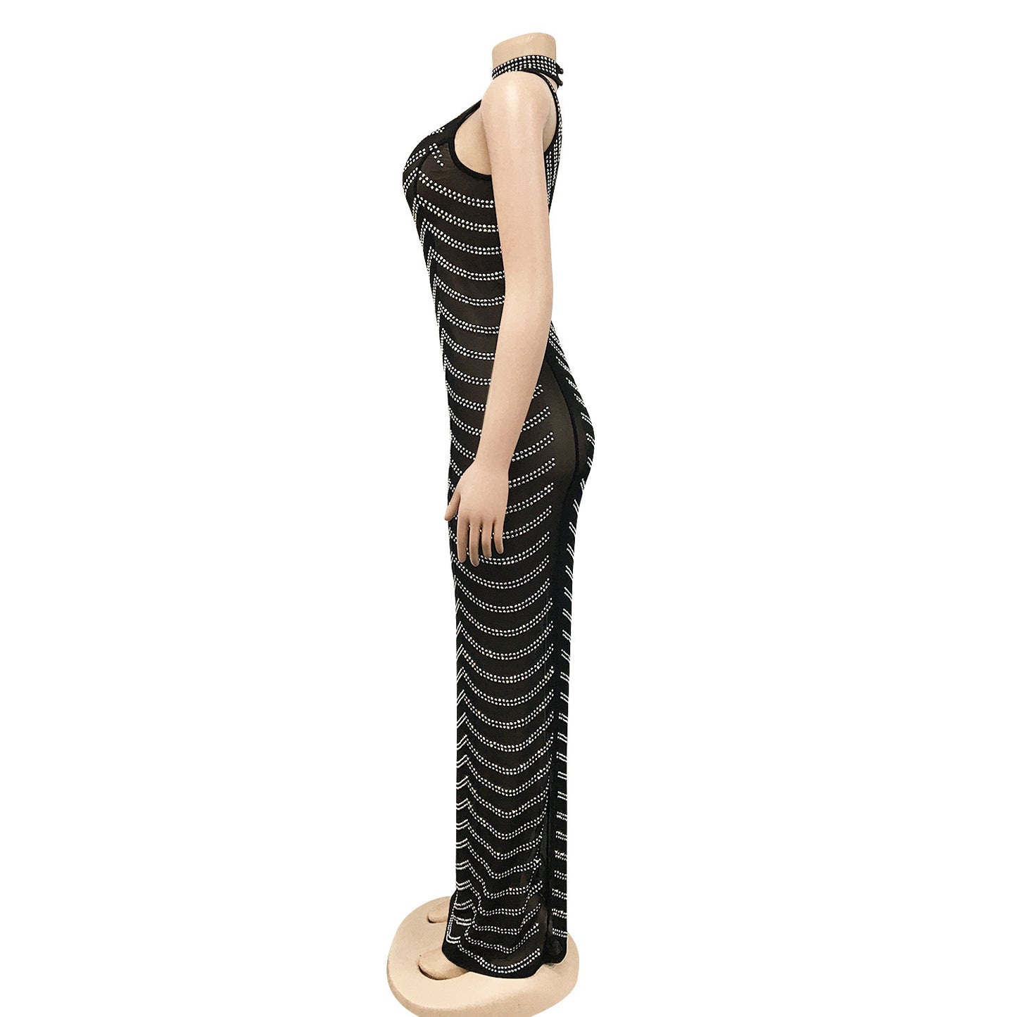 Fashion Backless Nightclub Party Formal Dress Rhinestone