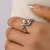 Butterfly Open Ring, Women's Forest Series, Korean Edition, Simple Ins, Niche Design, Personalized, Internet Celebrity, Fashionable, Adjustable Ring