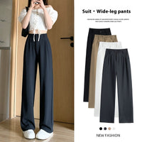 High Waist Drooping Straight Mopping Pants Black Wide Leg Pants