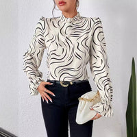 Women's Water Ripple Printed Long-sleeved Top - Chic Angle