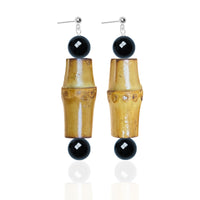 Silver Niche Design Earrings Ethnic Natural Bamboo Joint Female