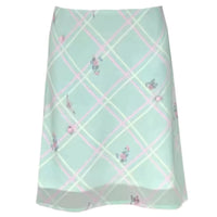 Women's Retro Green Plaid Floral Skirt