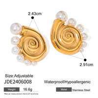 18K Gold Stainless Steel Conch Sticky Pearl Earrings