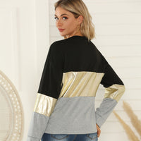Women's Long Sleeve Stitching Golden Edge Top