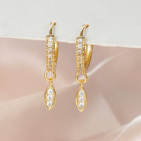 Gold Plated Water Drop Lightning Cross Pendant Earrings