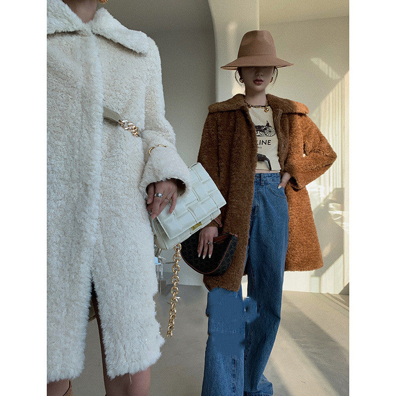 Temperament Faux Fur One Mid-length Winter Coat
