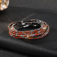 Diamond-embedded Stretch Bracelet 2mm Single Row Color