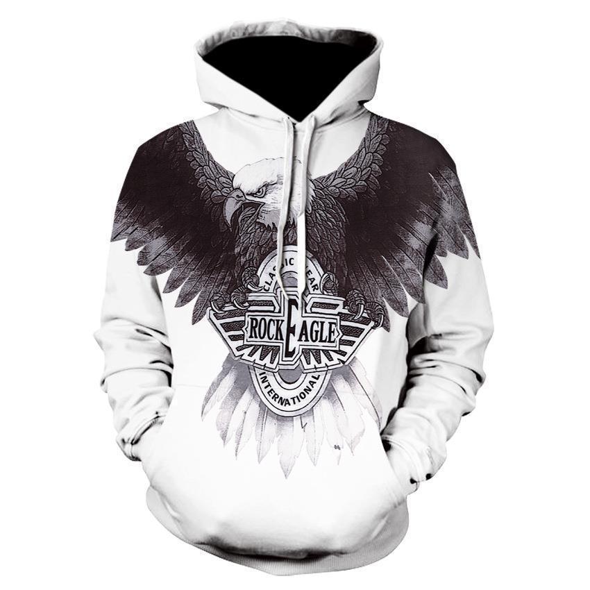 Women's 3D Digital Printing L Hooded Pocket Pullover Sweater