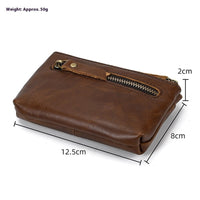 Retro Crazy Horse Leather Coin Purse With Key Ring