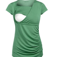 New Round Neck Short Sleeve Slim Fit Maternity T-shirt - Chic Angle