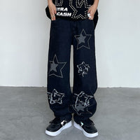 Washed And Ripped Star Jeans Loose And Slim