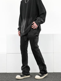 Black Bootcut Raw Hem Jeans Male