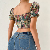 Backless Puff Sleeve Fishbone Sling Niche Court Retro Vest