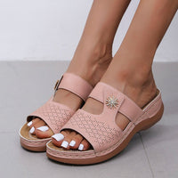 Embroidered Fish Mouth Women's Thick Bottom Hollow Sandals