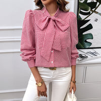 Top Women's Contrast Color Long Sleeves Shirt