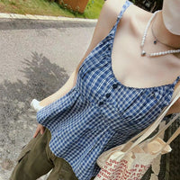 Three-button Plaid Camisole Women's Outer Wear - Chic Angle