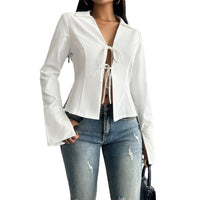 Temperament Leisure Lace-up Shirt Women's Clothing