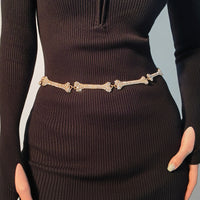 Metal Waist Chain Decorative Belt Dress Suit Chain Accessories Rhinestone Bone Shaped Belt