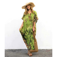 Rayon Printed Blooming Loose Vacation Robe Beach Dress Bikini Sun Protection Shirt