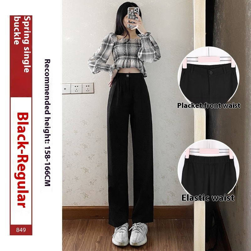 High Waist Drooping Straight Mopping Pants Black Wide Leg Pants
