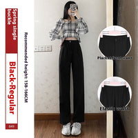 High Waist Drooping Straight Mopping Pants Black Wide Leg Pants