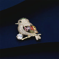 Full Diamond Animal Magpie Bird Brooch
