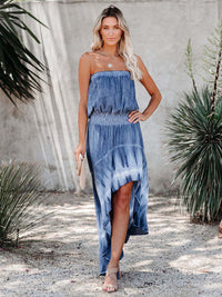 Spring And Summer Vacation Women's Tie-dye Asymmetric Skirt Dress
