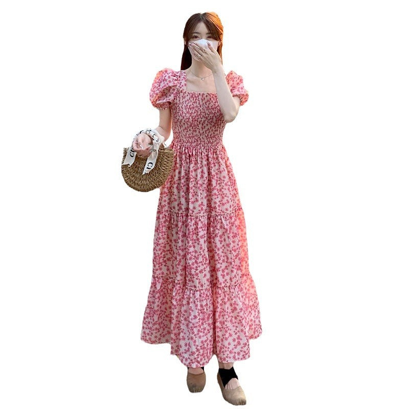 High-end Gentle French Square Collar Temperament Vacation Elegant Dress Trendy