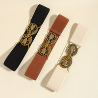 Simple Retro Elastic Belt Metal Hollow Buckle Red-crowned Crane Elastic Waist Elegant Female Fashion Accessories