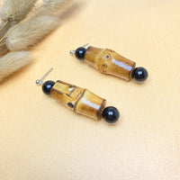 Silver Niche Design Earrings Ethnic Natural Bamboo Joint Female