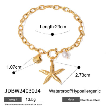 Stainless Steel Starfish Shell Conch Bracelet For Women Fashion Beach Bracelets Birthday Jewelry Gifts - Chic Angle