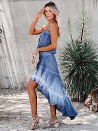 Spring And Summer Vacation Women's Tie-dye Asymmetric Skirt Dress