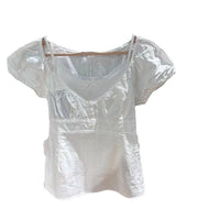 New French Style High Waist Ruffles U-Collar Cotton Top