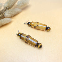 Silver Niche Design Earrings Ethnic Natural Bamboo Joint Female