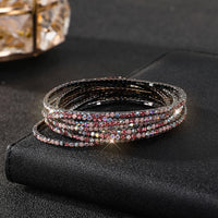 Diamond-embedded Stretch Bracelet 2mm Single Row Color