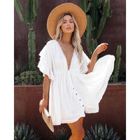 Fashion Casual Beach Vacation Style Sexy Loose Backless Dress