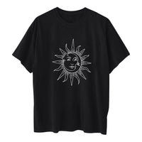 Printed Round Neck Short Sleeve Sun Moon Sun Moon Printed Top Women's T-shirt