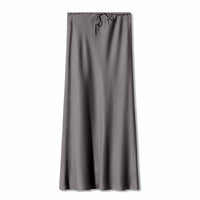 High Quality Satin Dress High Waist Drawstring Lace-up Solid Skirt Women