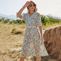 Vacation Style Long Floral Dress Women's Women's A-Line Skirt