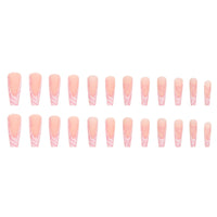 Heart Stripe Fake Nails