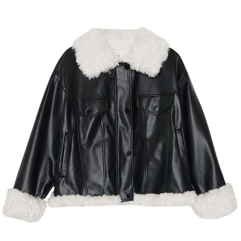 Korean Version Of Loose Retro Hong Kong Flavor Thick Lamb Fur