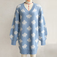 New Autumn And Winter Knitted Lantern Sleeve Dress