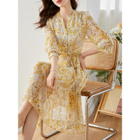 French Chiffon Floral Dress